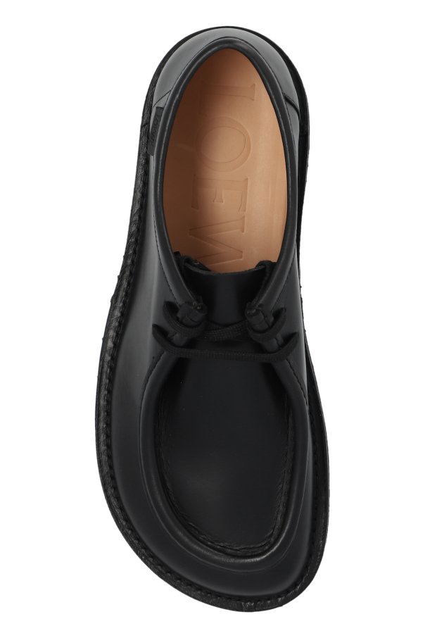 LOEWE 26S FOLIO DERBY SHOES IN DARK BROWN SUEDE